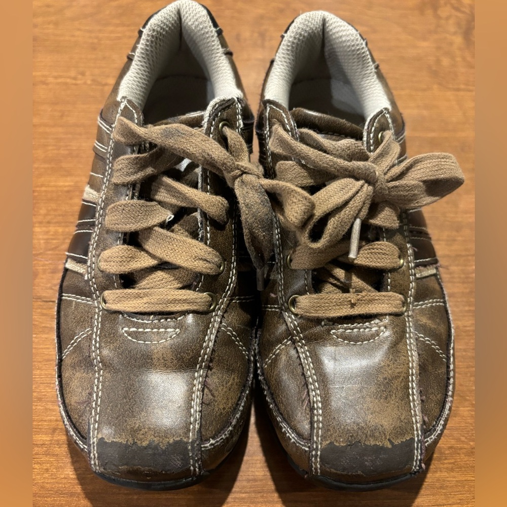 Sketchers brown dress shoes boys sz 13